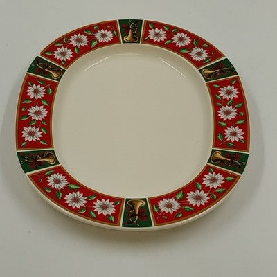 Charlton Hall Christmas Gravy Boat & Saucer Classic Traditions Ceramic Crazed