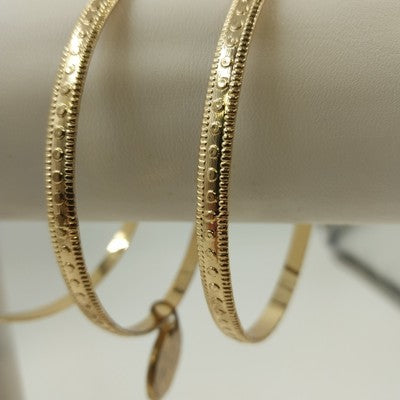 Three Set of Jewelry Bangles Thin Bracelets Gold Tone One with Gold Disc Dangle