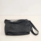 MHNY Black Leather Crossbody Satchel Three Compartment Purse