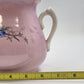 Pink Porcelain Biscuit Cookie Jar Bowl Covered Butterfly Birds Transfer Vintage