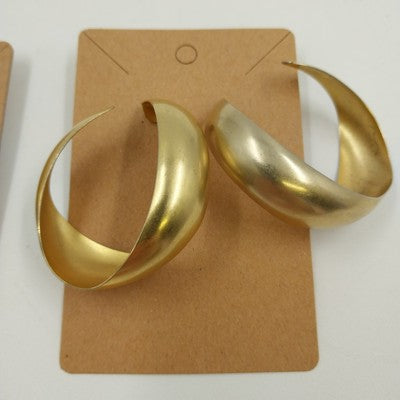 Set of Two Pair Large Gold Tone Pierced Earrings Chunky Hoop & Teardrop Shaped