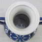 Blue and White Pottery Jar Decorative Piece with Two Handles & Lid