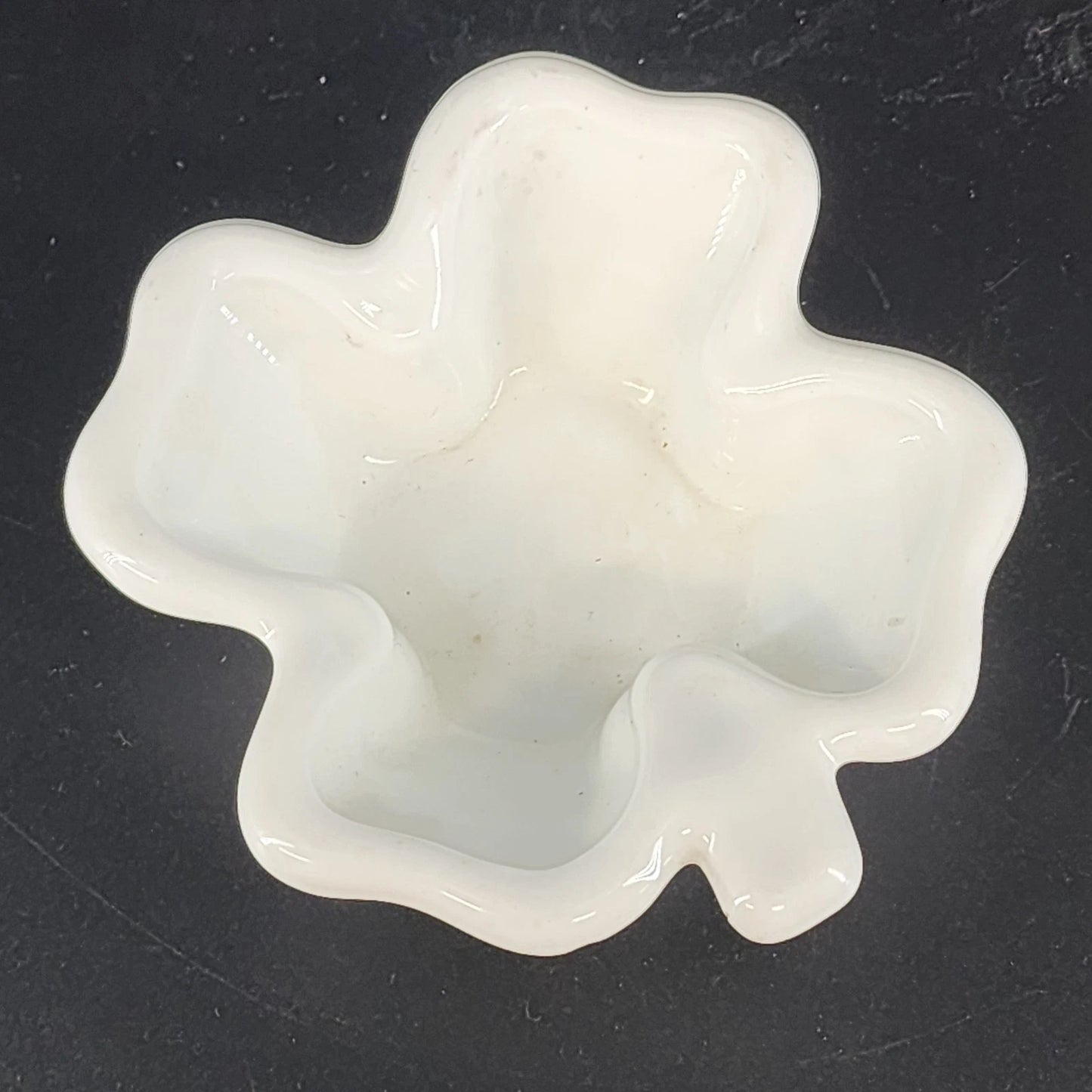 Milk Glass Four Leaf Clover Bowl Lucky Shamrock Candy Dish Trinket Small Tray