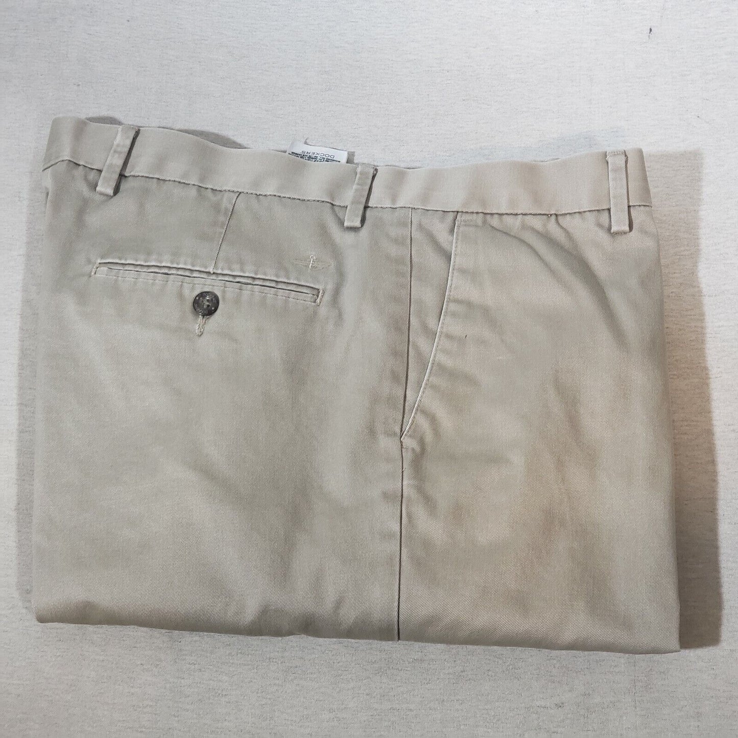 Dockers Straight Fit Flat Front Khaki Pants Tan No Cuff Cotton Men's Size 36x34