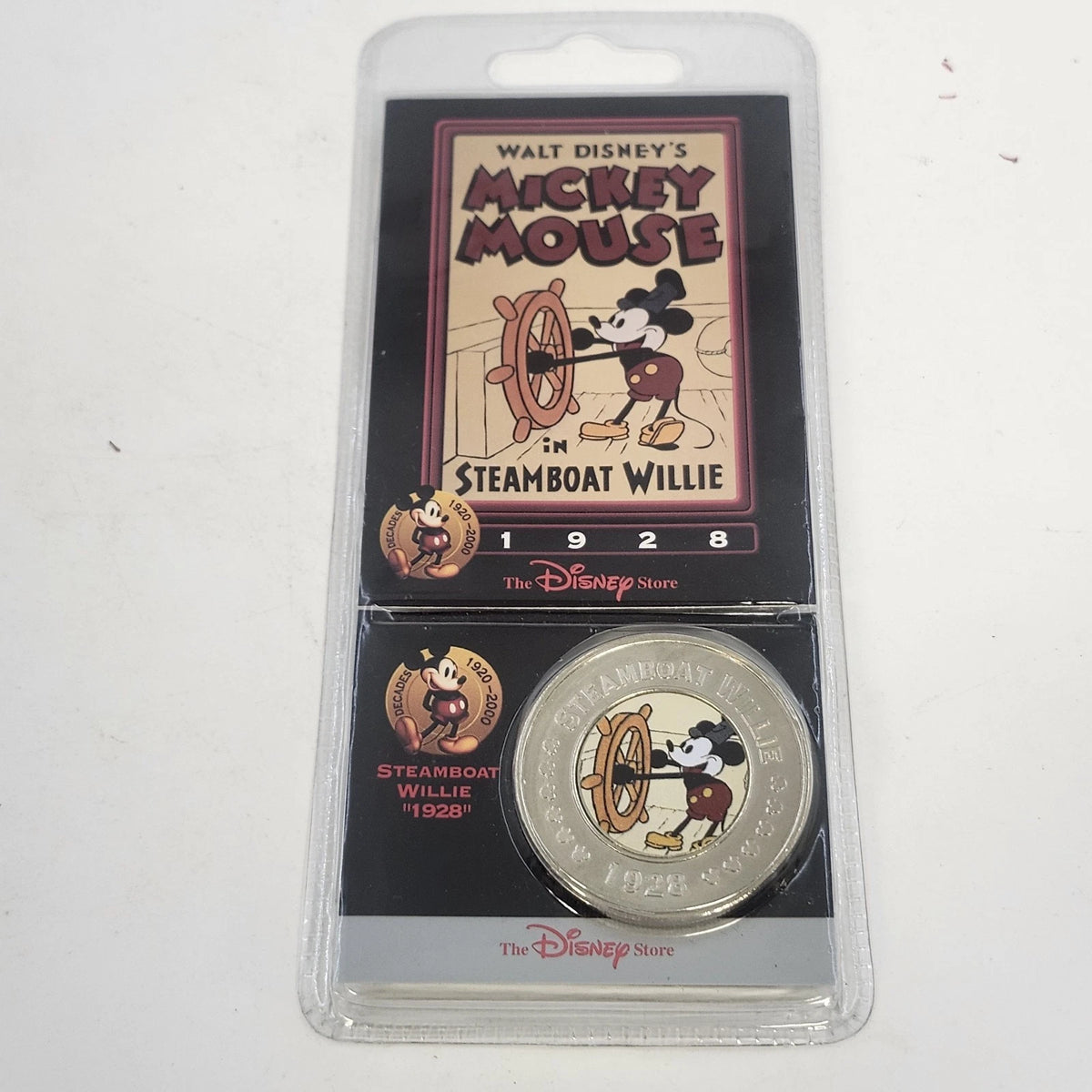 Disney Store Decades Coin #1 Steamboat Willie Mickey Mouse 1928 Sealed China Vtg