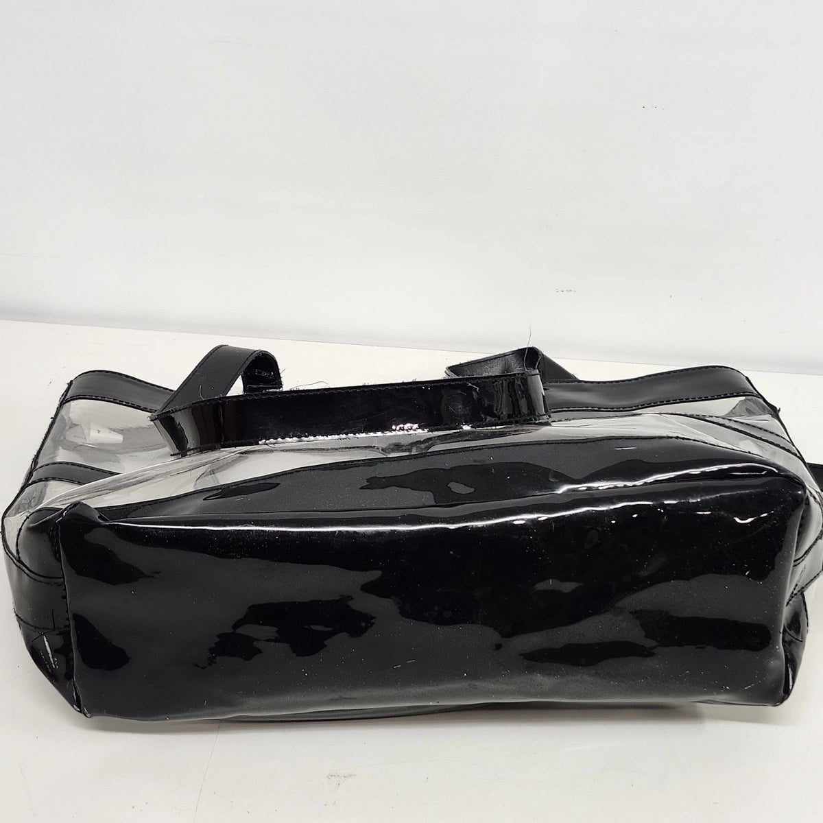 Mary Kay Clear Vinyl Tote Bag Black Patent Trim Large Shoulder Consultant Bag