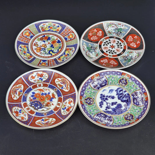 Japanese Imari Porcelain Plates 6.25" Set of 4 Hand Painted Gold Gilt Vintage