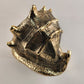 Ceramic Conch Shell Gold Painted & Antique Decorated Centerpiece 6.5"x5"