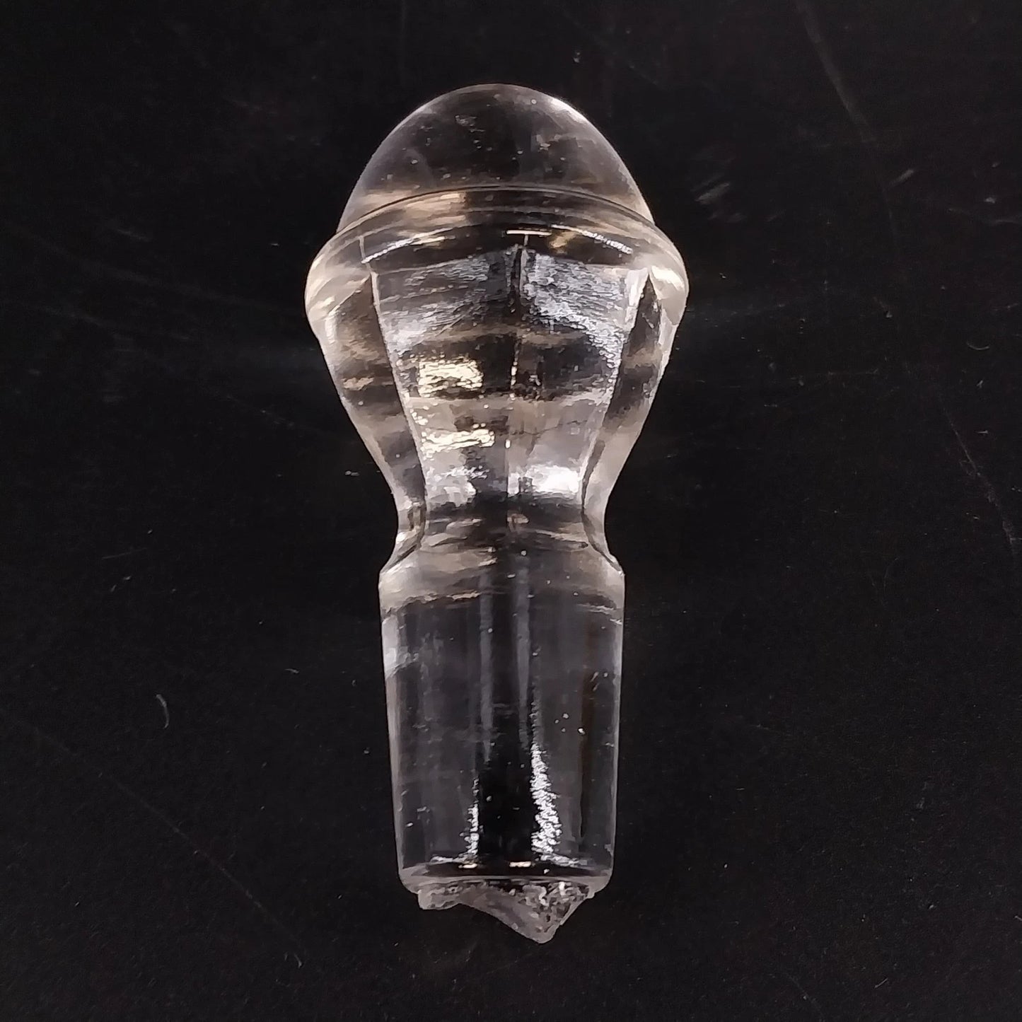 Clear Glass Cruet Bottle Ribbed Panels Stopper Oil Vinegar Decanter 7.25" Vtg