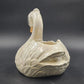 Swan Planter White Iridescent Glazing Black Eyes Gold Beak MCM Vintage 8"h