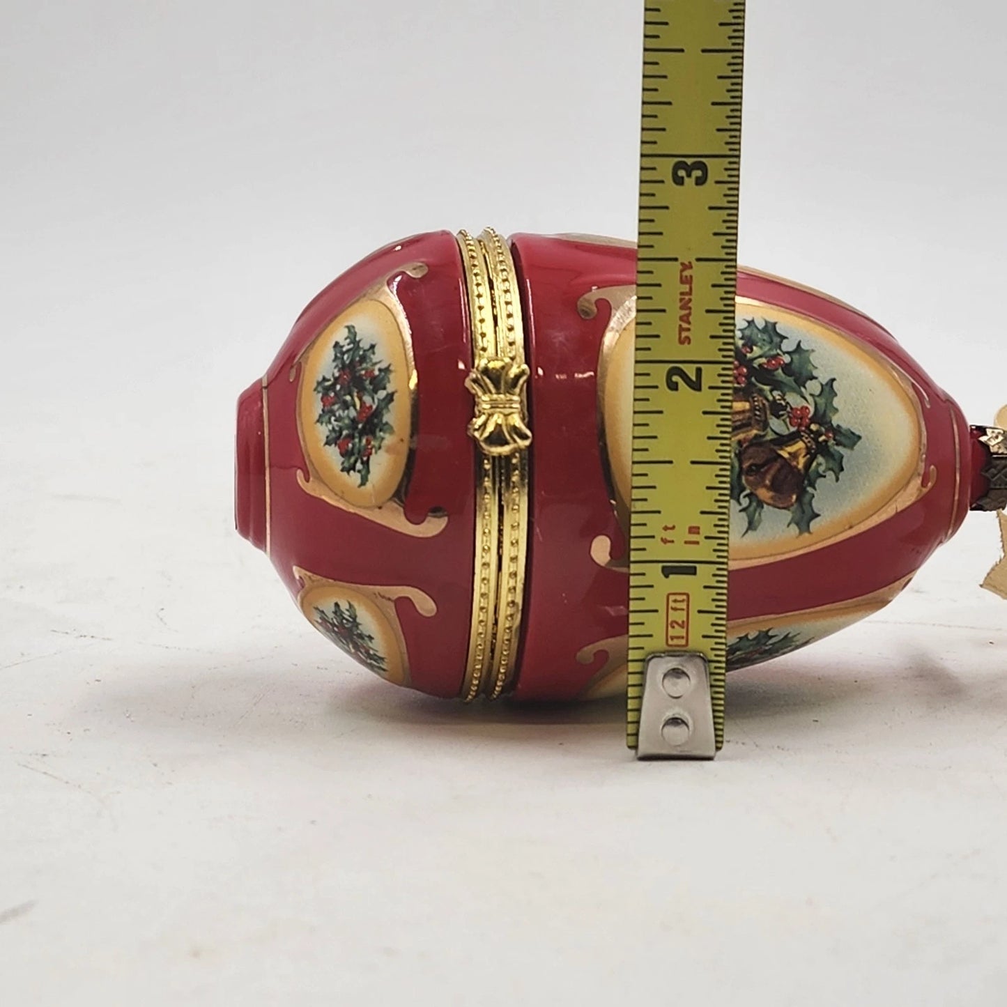 Mr Christmas Egg Trinket Music Box Ornament Bell Valerie Parr Hill Porcelain Vtg