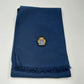 Navy Wool Unisex Neck Scarf with Crest Short Fringe 29"x8.5"