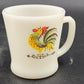 2 Anchor Hocking Fire King Rooster Milk Glass Coffee Mugs Vtg Farmhouse Kitchen