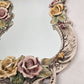 Large Capodimonte Porcelain Mirror Dresser Vanity Tray Roses Hour Glass Shape - Chipped Petal