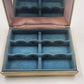 Jewelry Box Earring Organizer Cream Fabric Blue Velvet Lined Mirror 3.75"