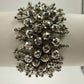Metallic Grey Faux Pearl Chain Bracelet Faceted Beads Mesh Design 7.25"