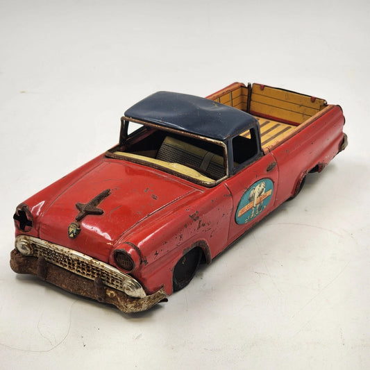 1956 Bandai Ford El Ranchero Tin Friction Toy Car Japan 12" Ford Lasts Longer