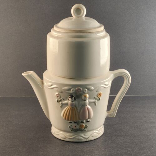 Porcelier Drip Coffee Tea Pot Dutch Boy Girl Vintage Porcelain Ceramic Material