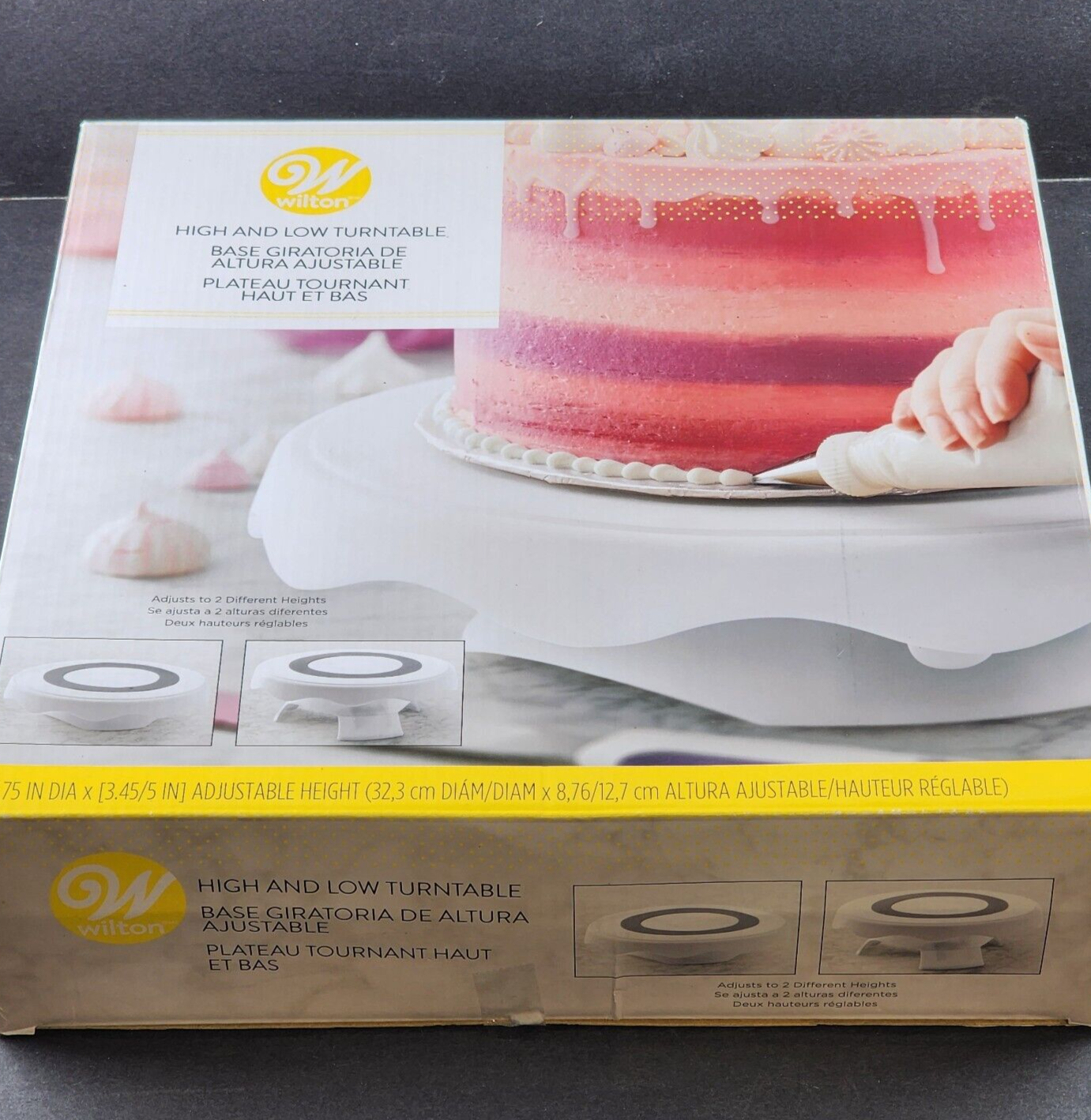 Wilton Cake Turntable Stand NIB High and Low Spinning Plastic 12.75" Diameter