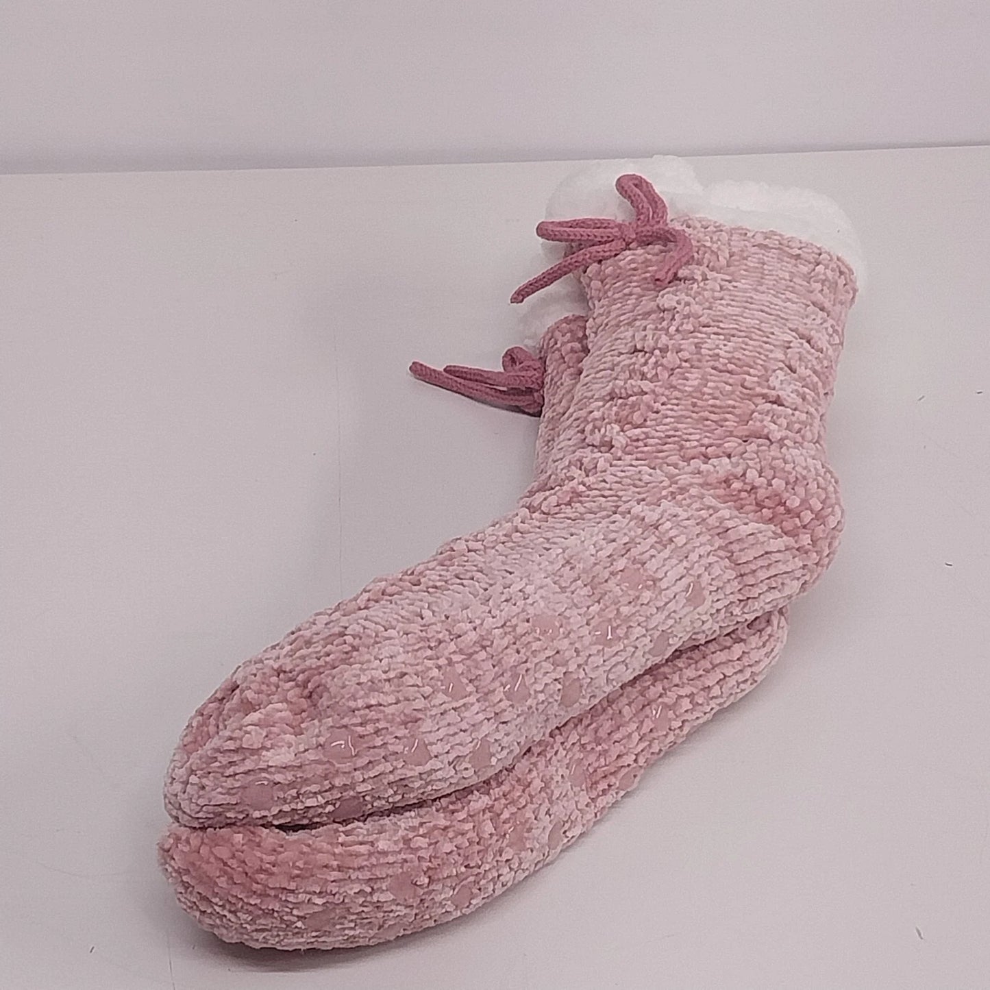 Lauren Conrad Pink Faux Fur Slipper Socks Womens L XL