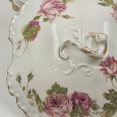Rosenthal RC Monbijou Soup Tureen w/ Lid Bavaria Pink Roses Gold Scalloped VTG