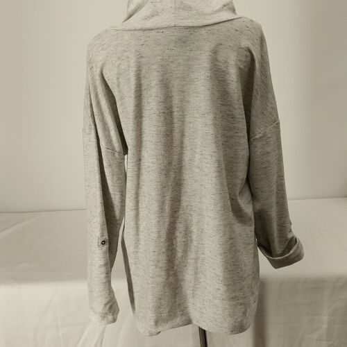 Relativity LG Sweatshirt Grey Cowl Neck Lightweight Drawstring Roll Up Sleeves