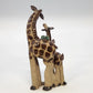 Studio Pottery Giraffe Family Figurine Brown Speckled 7" Artist Marked