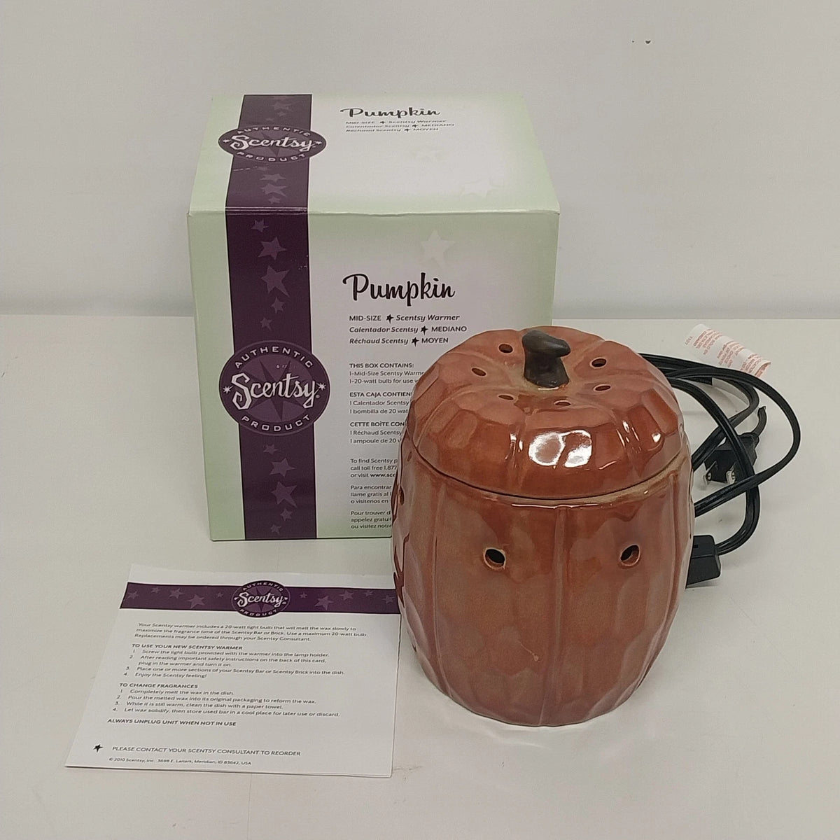 Scentsy Pumpkin Mid Size Electric Wax Warmer Orange Fall Halloween Retired 2010