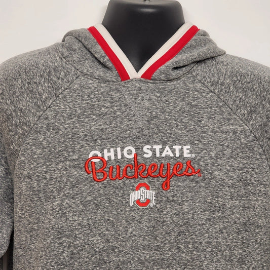 Champion OSU Buckeyes Gray Hoodie Sweatshirt Men's Large Embroidered Ohio State