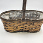 Peanut Shaped Handwoven Wicker Storage Basket w Handle & Plastic Liner 14"x15"