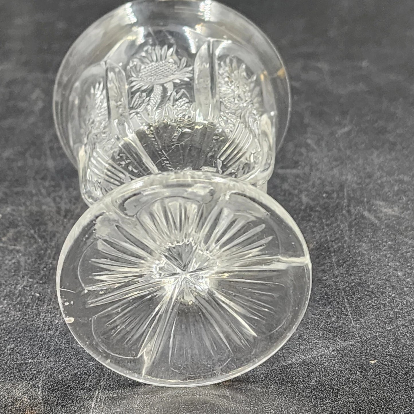 7 Cordial Shot Glasses Clear Pedestal Early American Pattern Glass Assorted 4"