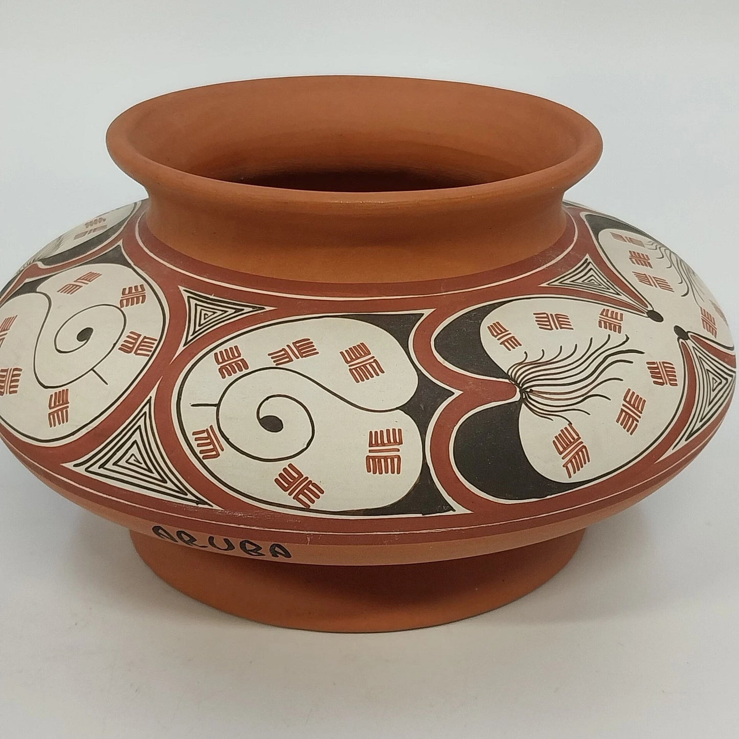 Quíbor Lara Venezuela Terracotta Vase Geometric Aruba 6.75" Vintage Chipped