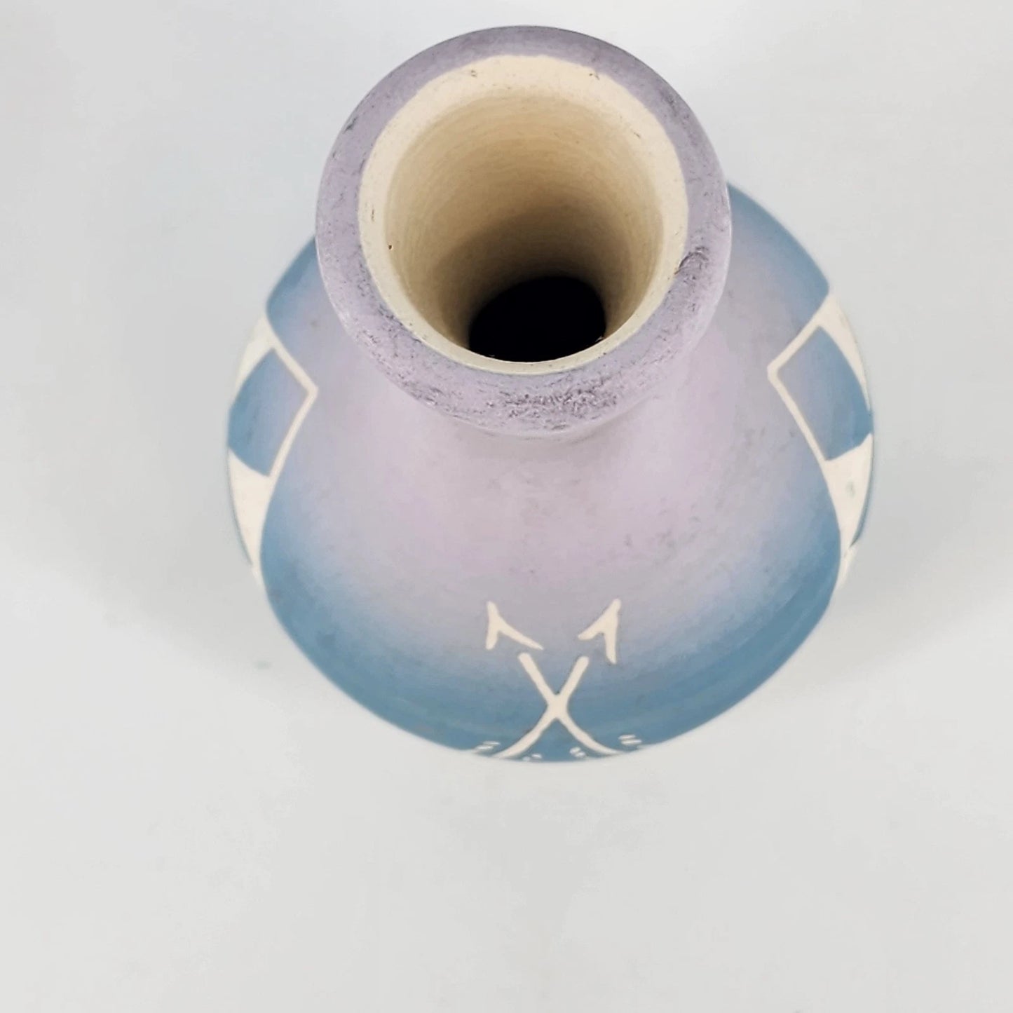Sioux Pottery Bud Vase High Elk Native American Art Blue Purple 4.5" Signed GUC