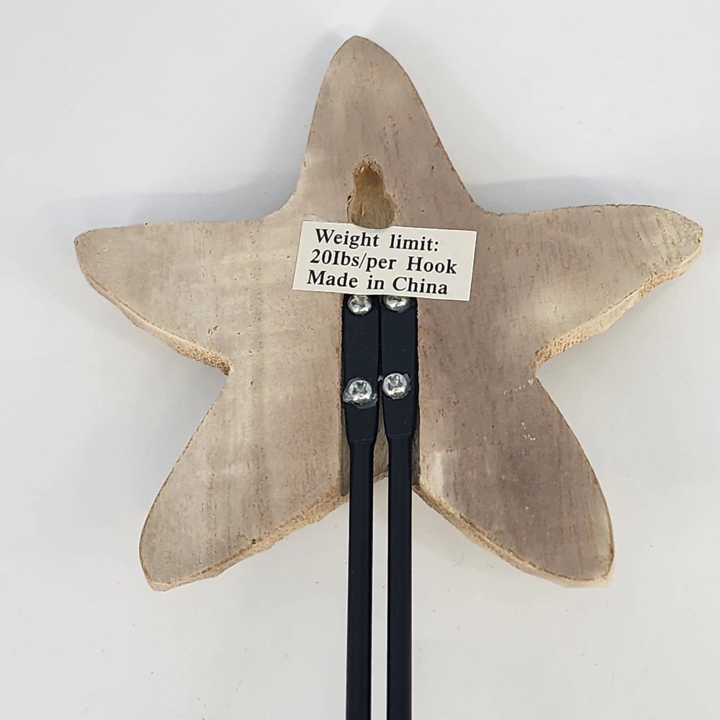 Wooden Starfish Wall Hanger 2 Hook Coastal Nautical Beach Decor