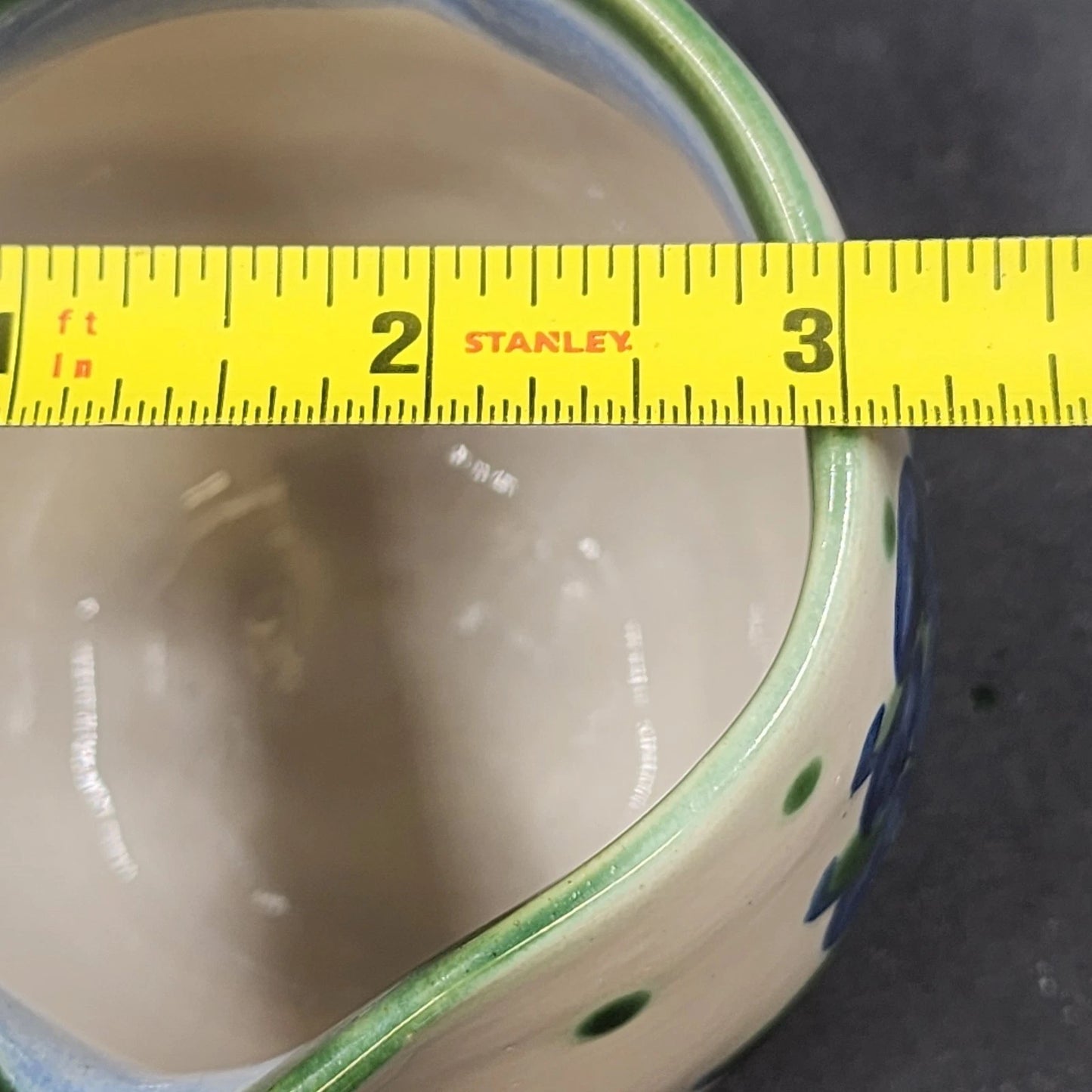 Hadley Pottery Oversize 12 oz Creamer 3.5" Blueberry Bouquet Hand-Painted Vtg