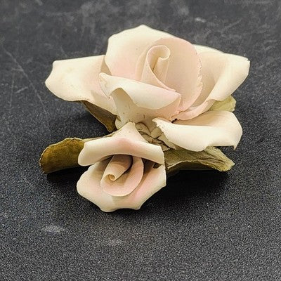 Napoleon Capodimonte Porcelain Rose Blush Pink Flower Figurine Italy Collectible