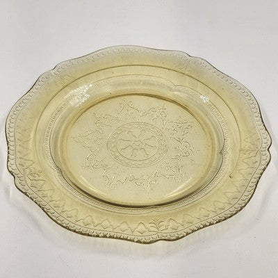Federal Patrician Amber Yellow Spoke Depression Glass Dinner Plate Glassware 9"