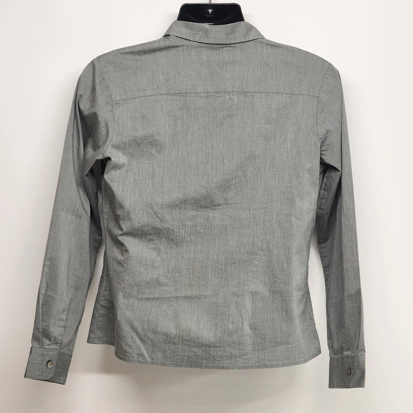 Tommy Hilfiger Women's Grey Zip Front Top Size L Fitted Logo Long Sleeve Darts