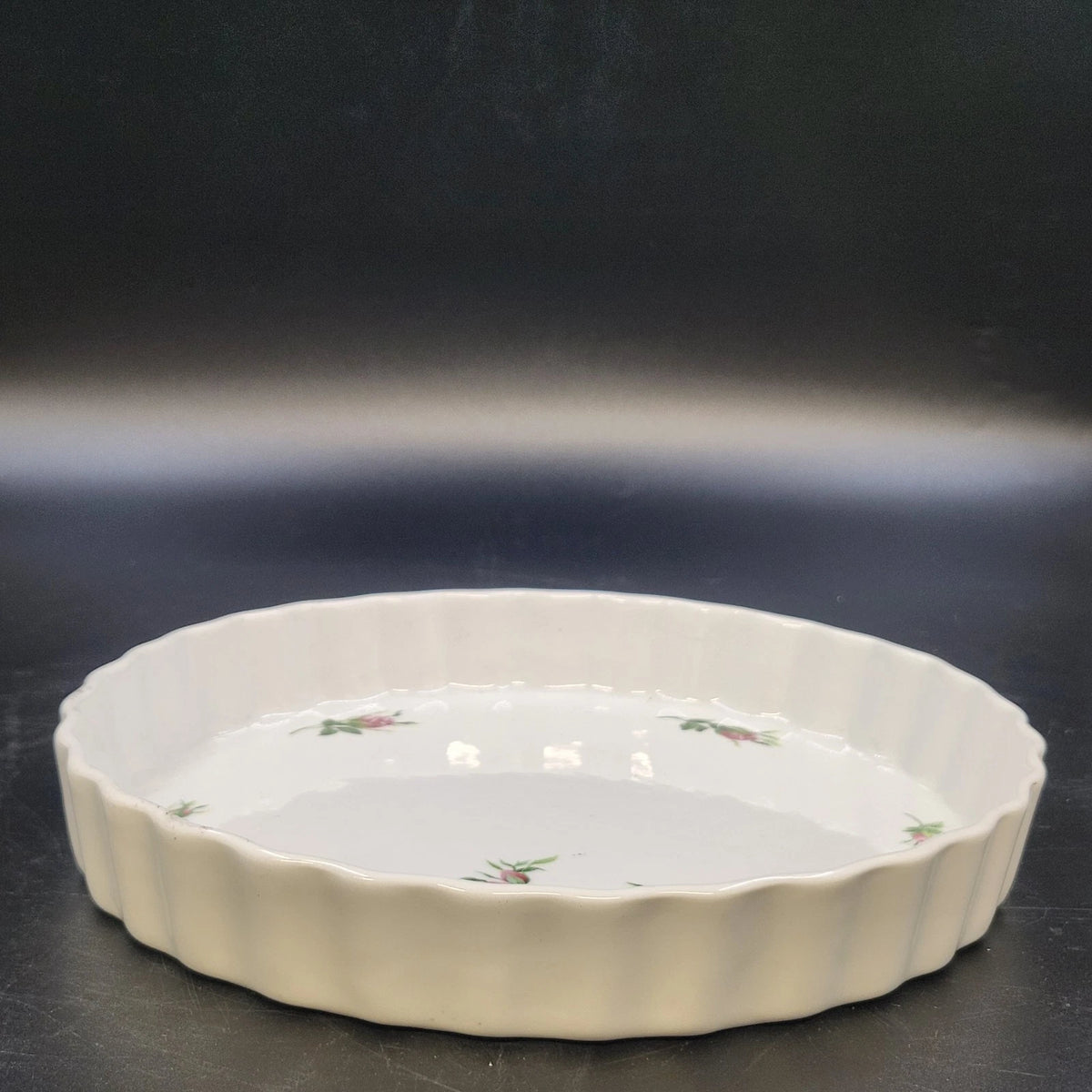 Christyneholm Rose Porcelain Quiche Tart Baking Pie Dish Fluted Edge Round China