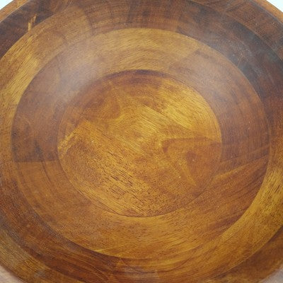 Red Mahogany Wood Varnished Serving Salad Bowl Large 12"x3.75" Vietnam