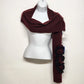 Simply Vera Knit Neck Scarf Maroon Red Vera Wang Black Flower Accent 64" NWT
