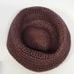 Women's Burgundy Woven Straw Cloche Sun Hat Rolled Brim Open Weave One Size Vtg