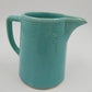 Blue Green Pottery Small Pitcher Mug Ring Snowflake Pattern 5.25" w Handle USA