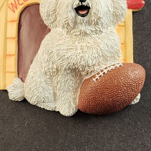 Bichon Frise Refrigerator Magnet Football at Home Dog Figurine Willabee Ward MBI