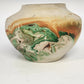 Nemadji Pottery Vase 5.5" Natural Clay Green Orange Swirl Marbled Vintage USA