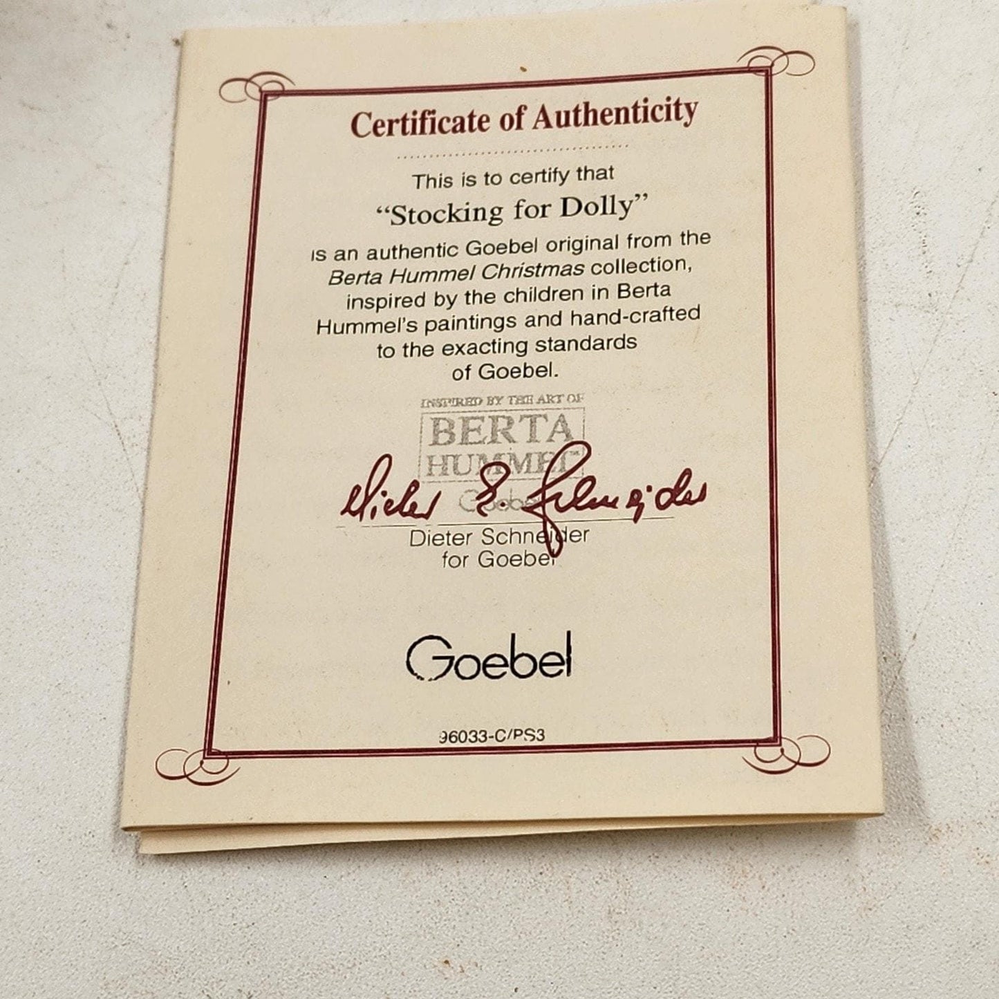 Berta Hummels Stocking for Dolly Ornament Ashton Drake Studio Hummel Goebel 1997