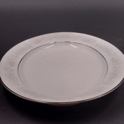 Noritake Cumberland Oval Serving Platter 11" White Flower Platinum Vintage Japan
