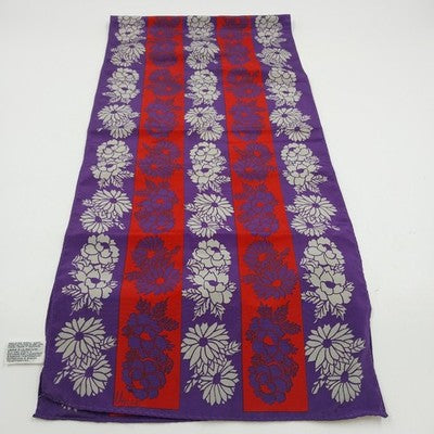 Veresa Oblong Scarf Purple Red Stripes White Floral 46” x 10” Polyester