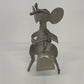 Zemtek Pewter Mouse Holding Bell Figurine Red Nose 3" Collectible Metal Ornament