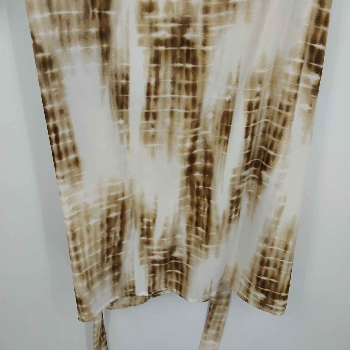 CL♡22 Tie Dye Dress Gold White Roll-Tab Sleeve Waist Tie Women's Large